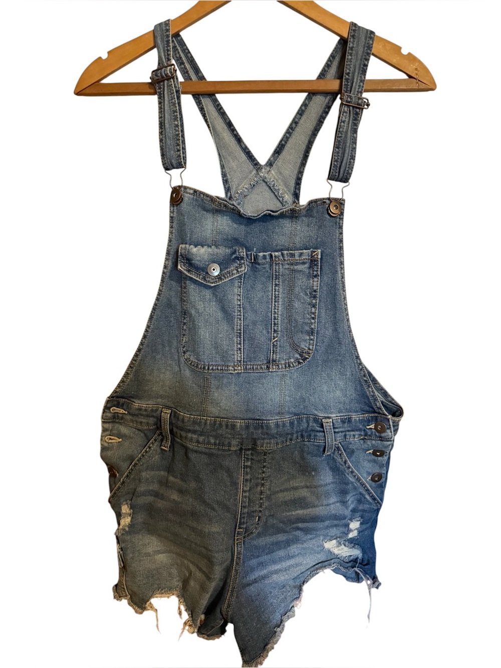 no boundaries distressed shortalls cut offs overalls shorts ladies xl 15 17